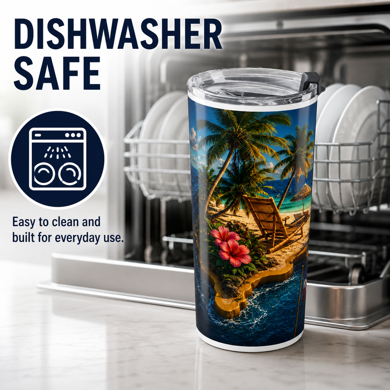 Dominican Republic Tropical Beach 20oz Stainless Steel Tumbler – Designed by Roberto