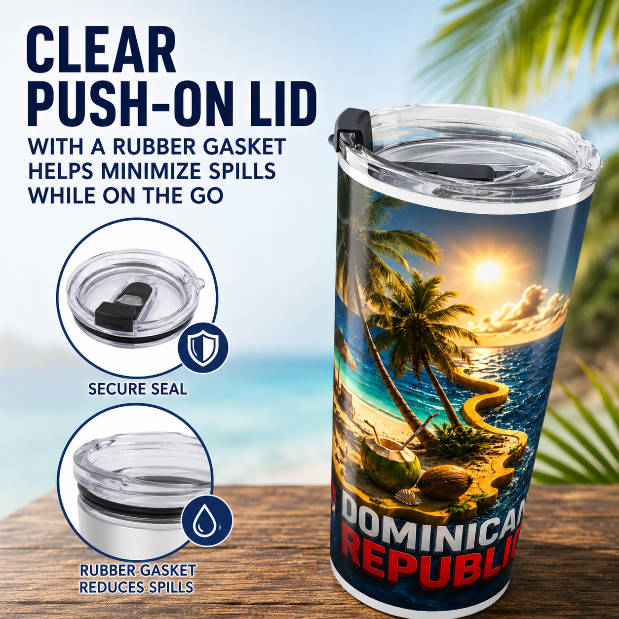 Dominican Republic Tropical Beach 20oz Stainless Steel Tumbler – Designed by Roberto