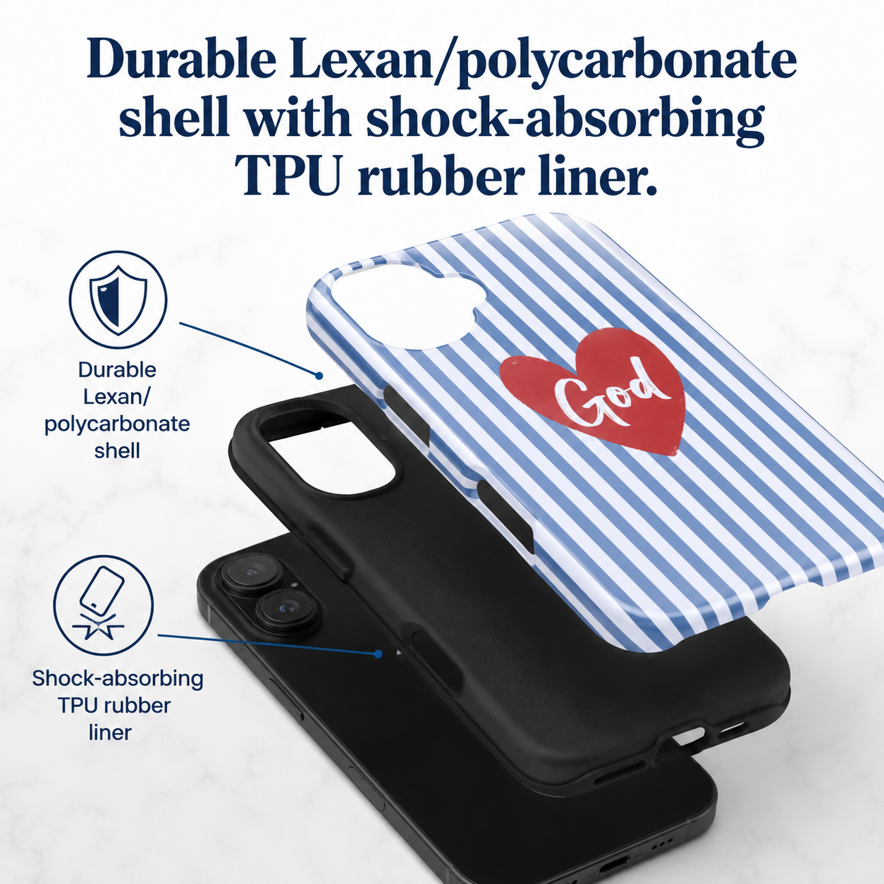 God's Love Phone Case — Blue Stripes  Design by Ana