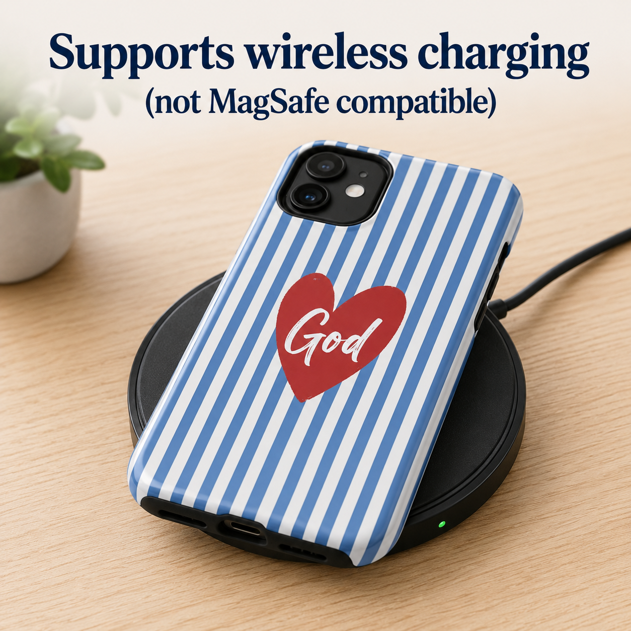 God's Love Phone Case — Blue Stripes  Design by Ana