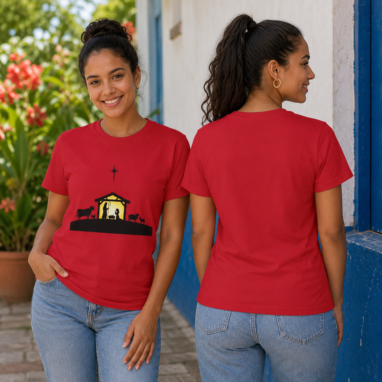 Nativity Scene T-Shirt — Christmas Faith Tee by Ana