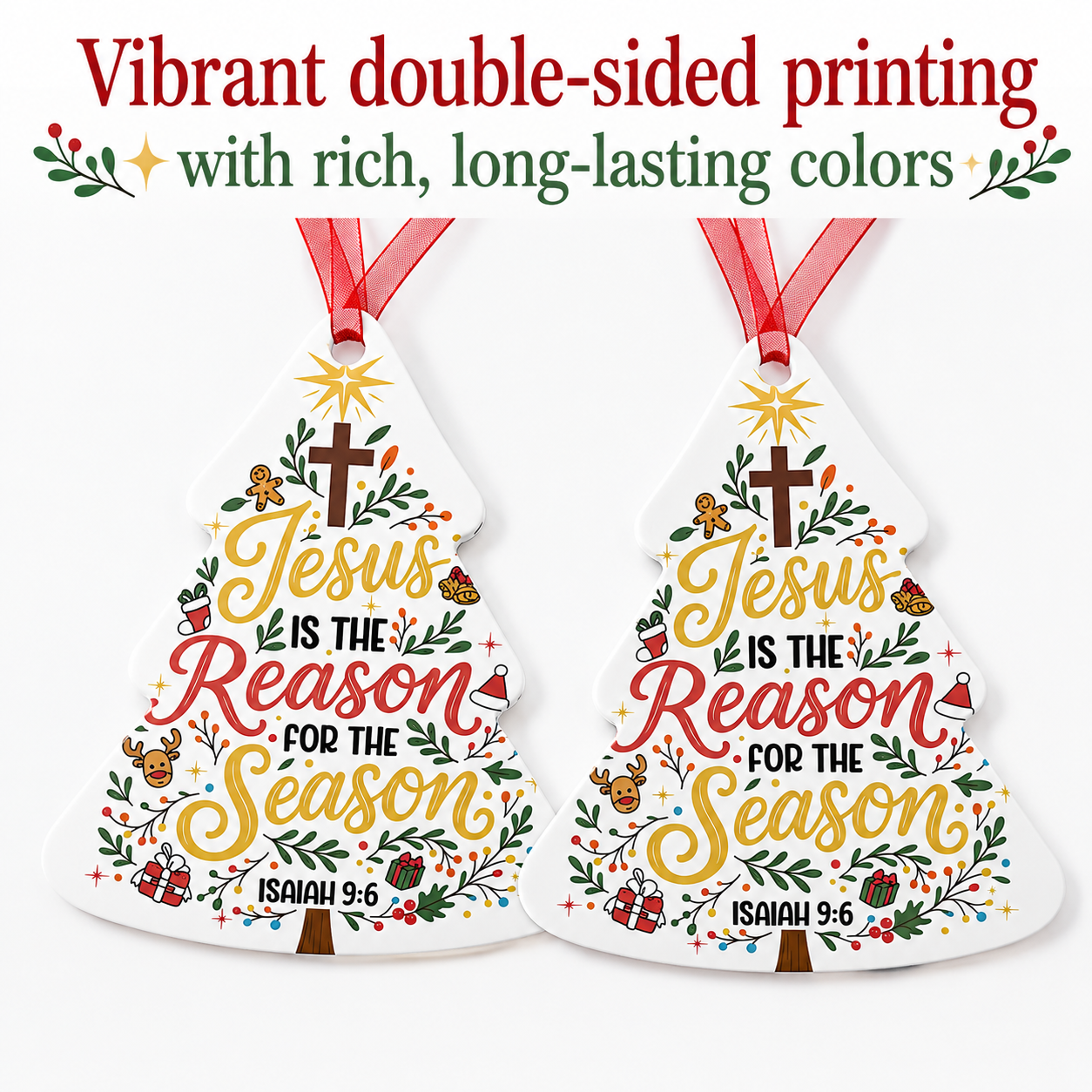 Jesus Is the Reason for the Season Aluminum Christmas Ornament  Designed by Ezequiel