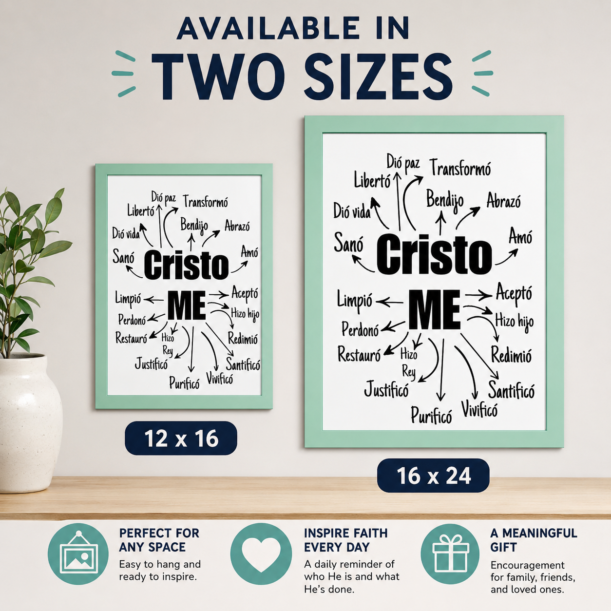 Cristo Me – Spanish Christian Wall Art | Inspirational Faith Print Created by Samuel