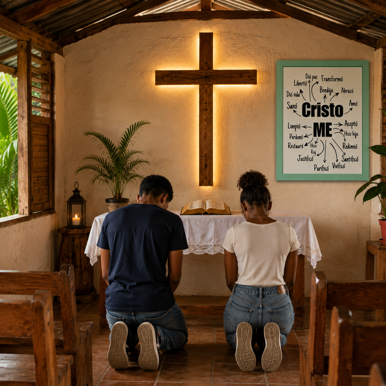 Cristo Me – Spanish Christian Wall Art | Inspirational Faith Print Created by Samuel
