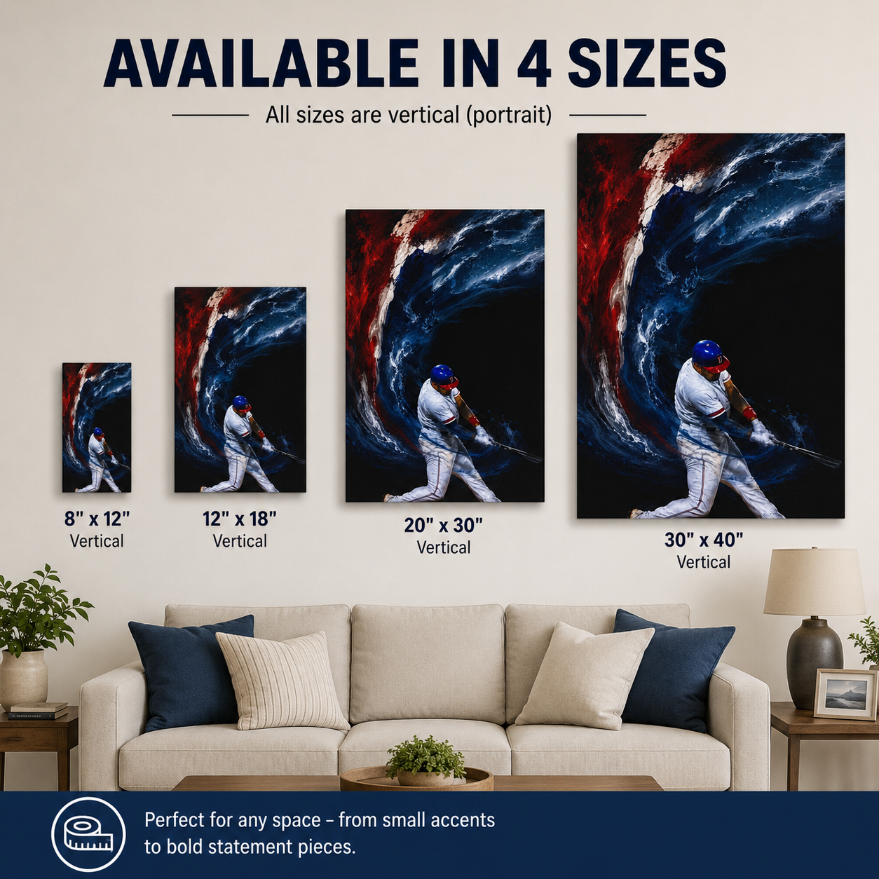 Baseball Motivational Satin Canvas Wall Art – "One Swing Can Change Everything" by Bioff