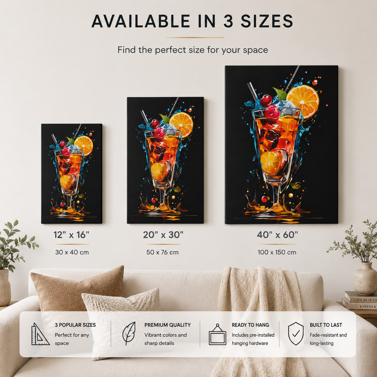 Colorful Tropical Cocktail Canvas Wall Art – Caribbean Kitchen & Bar Decor by Bioff
