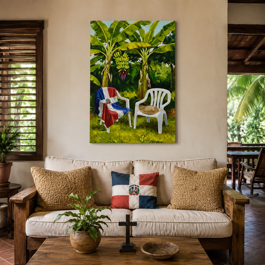 Two Chairs One Welcome Inspirational Canvas Print – Christian Home Decor by Bioff
