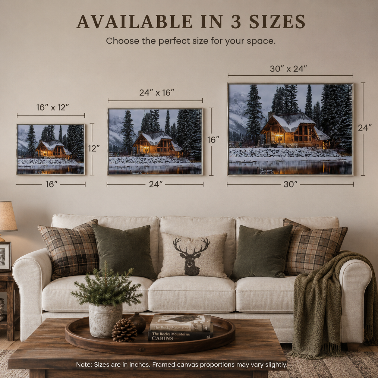 Winter Cabin Framed Matte Canvas by Wilson Fritzmond