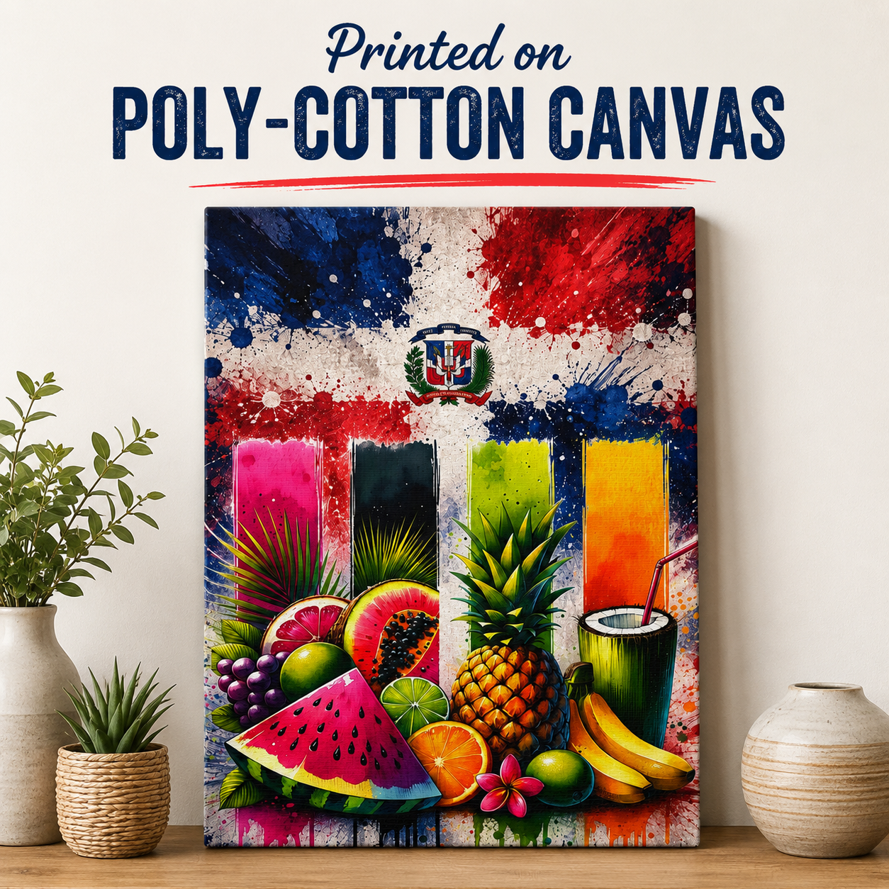 Dominican Market Life Canvas Print – Colorful Caribbean Wall Art by Bioff