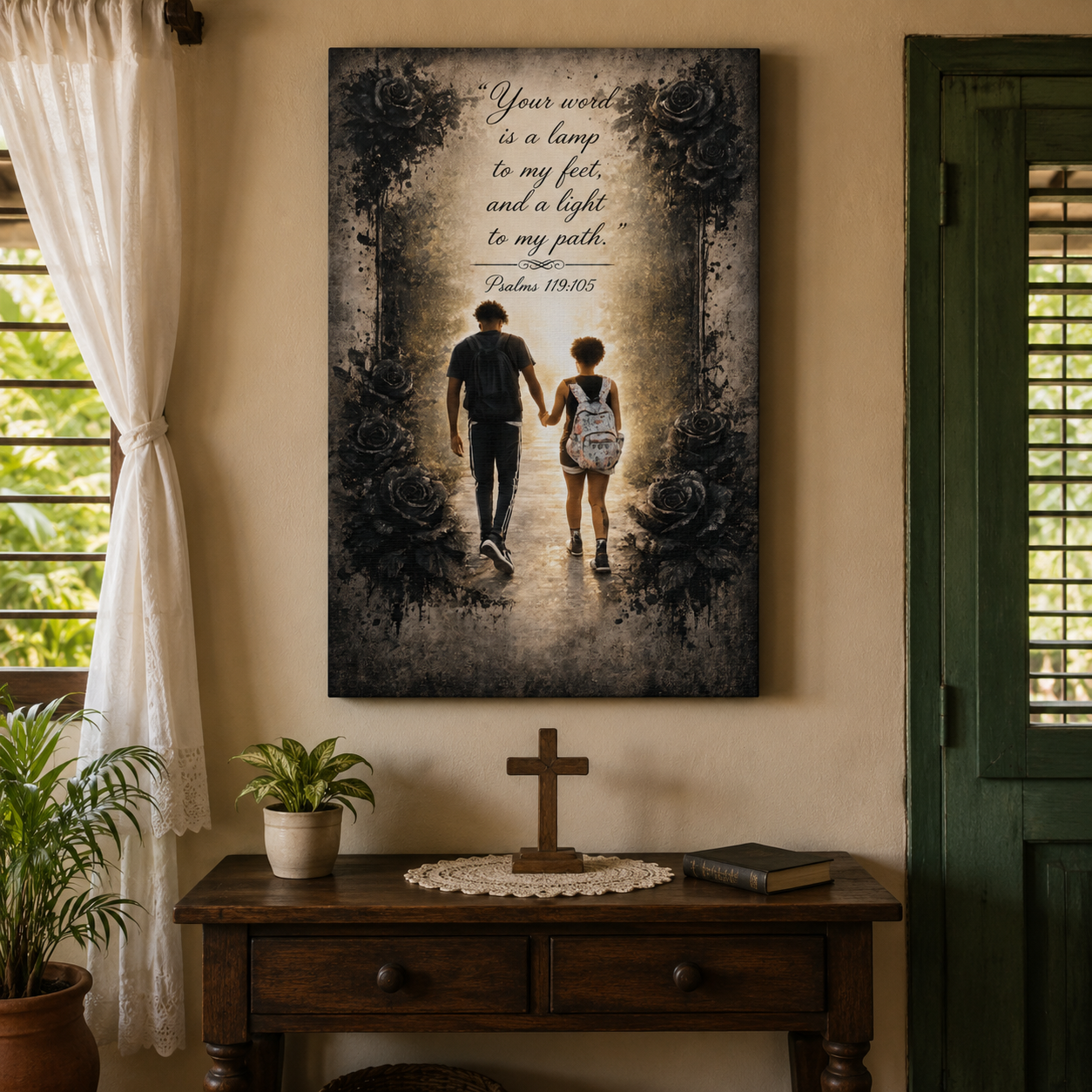 "Your Word Is a Lamp" Christian Scripture Canvas | Psalm 119:105 Wall Art | Faith-Inspired Bible Verse Canvas Print created by Bioff