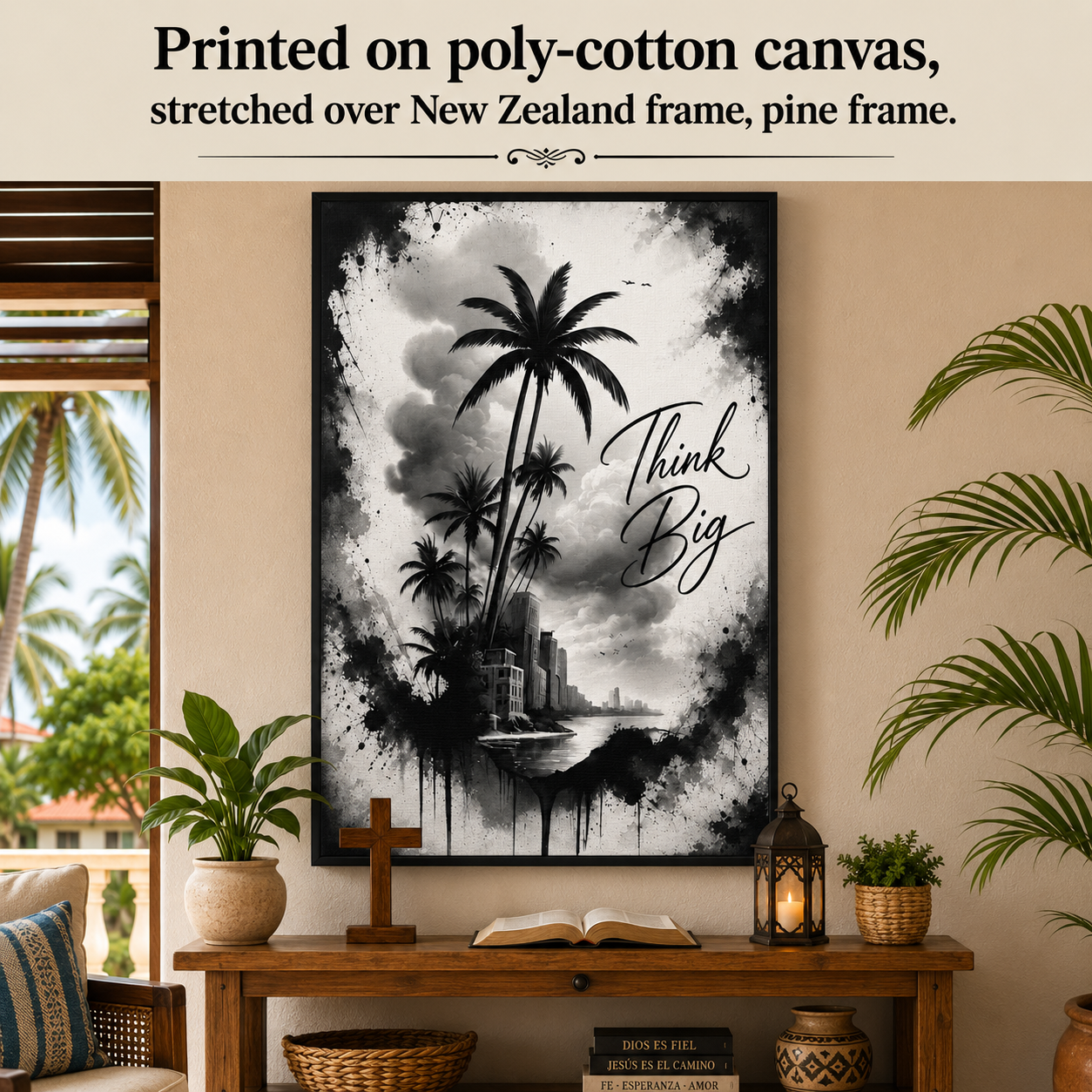 Think Big Inspirational Motivational Canvas Wall Art – Office & Home Decor by Bioff