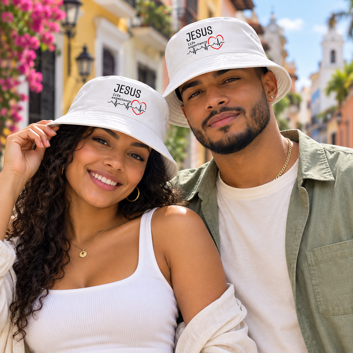 Jesus Heartbeat Embroidered Cotton Bucket Hat – Designed by Ezequiel