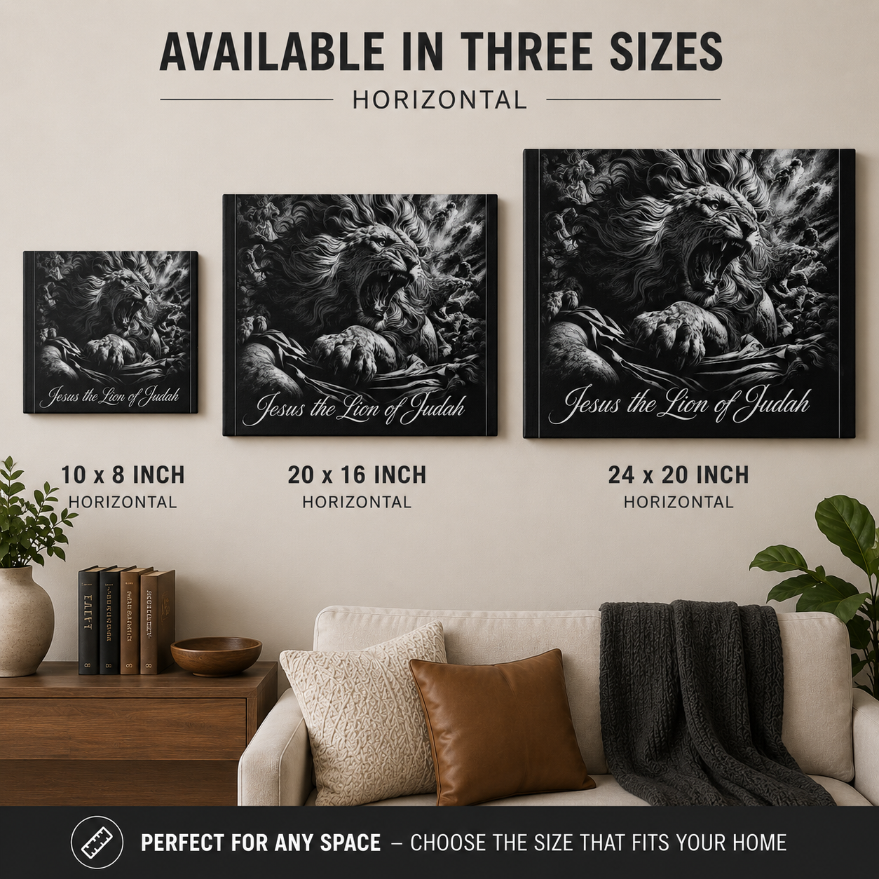Jesus the Lion of Judah Stretched Canvas Wall Art – Christian Home Decor by Bioff