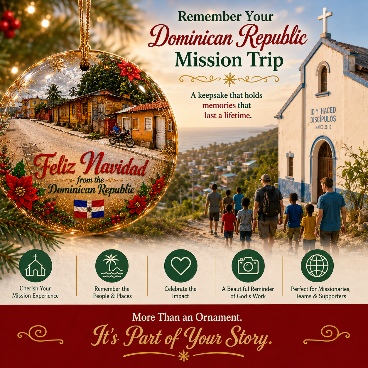Feliz Navidad from the Dominican Republic – Ceramic Christmas Ornament