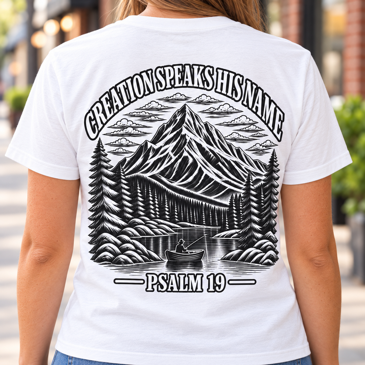 Psalm 19 Mountain T‑Shirt — "Creation Speaks His Name" Christian Nature Tee - designed by Lorenzo