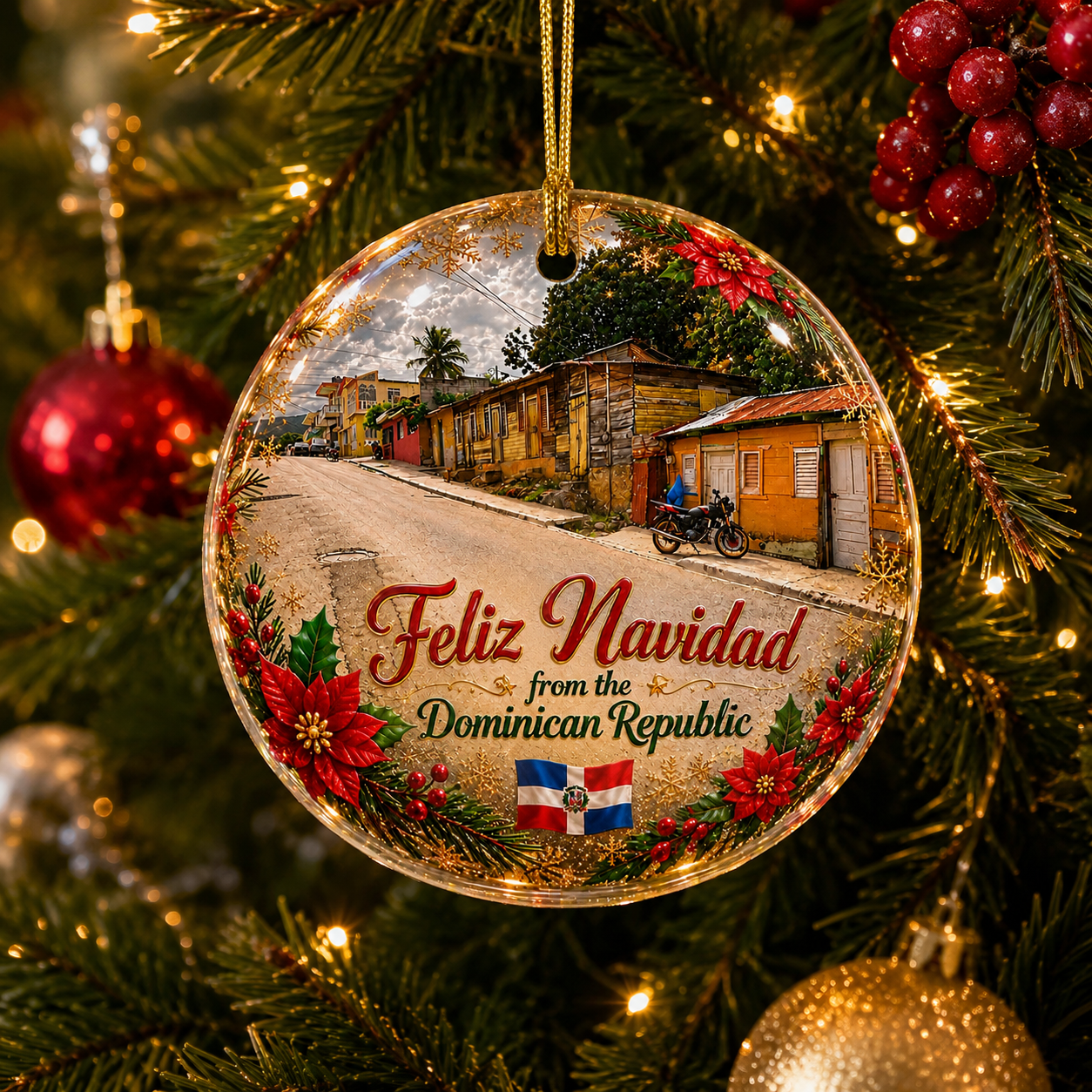 Feliz Navidad from the Dominican Republic – Ceramic Christmas Ornament
