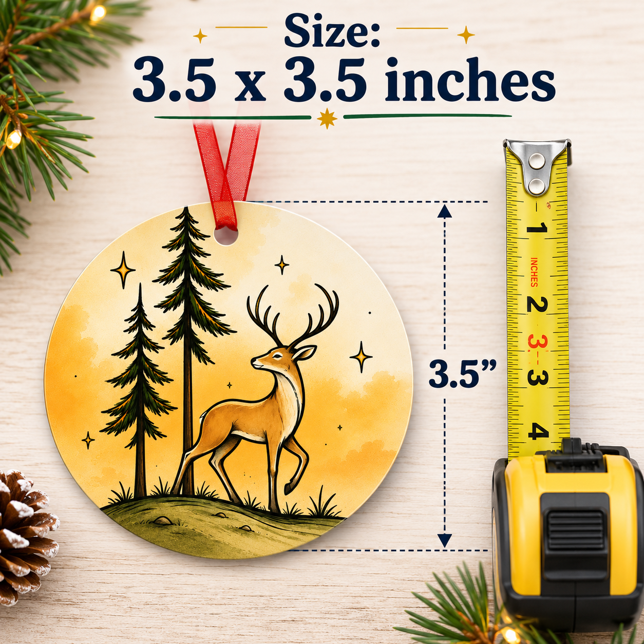 Forest Stag Metal Christmas Ornament – Original Artwork by Samuel |