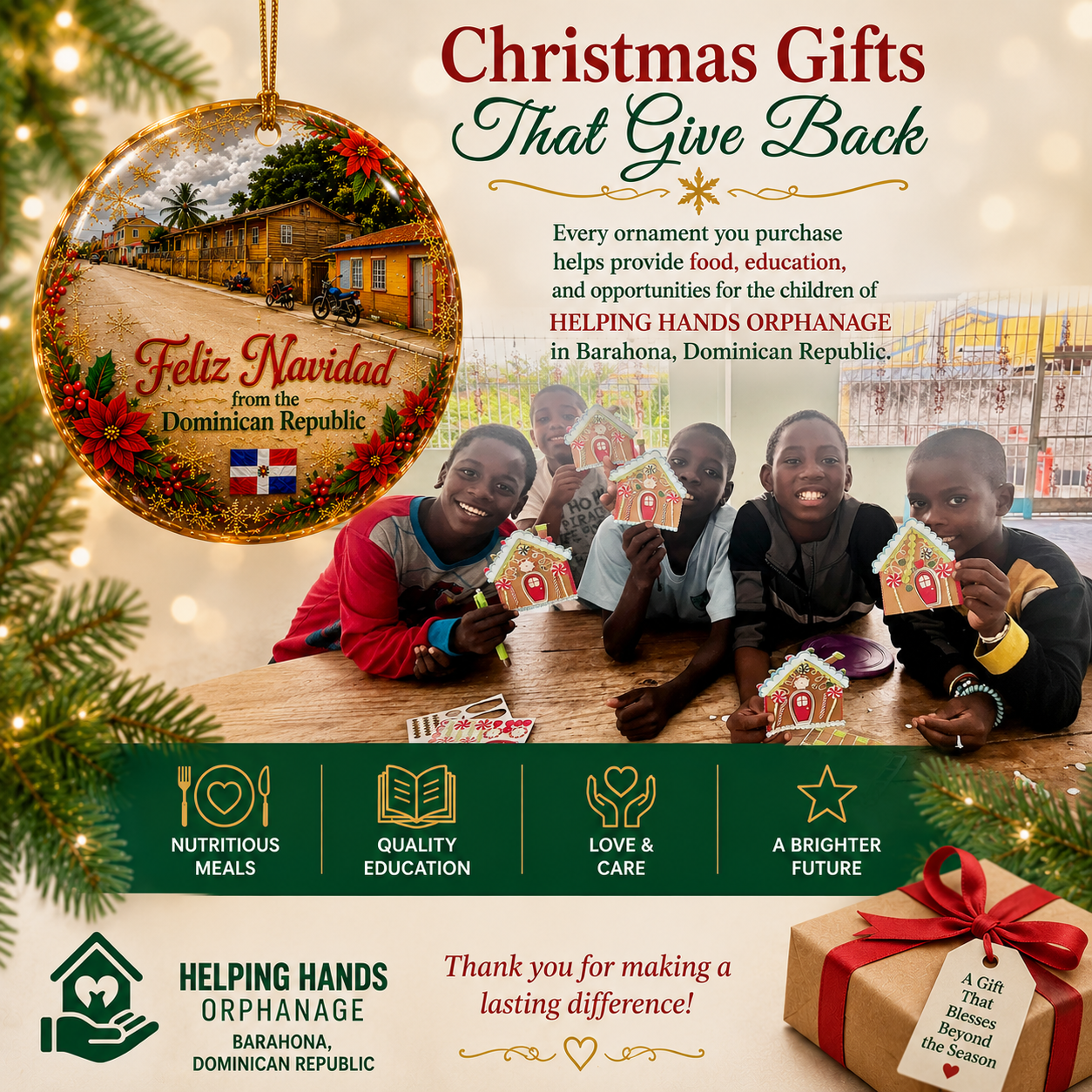 Feliz Navidad from the Dominican Republic – Ceramic Christmas Ornament