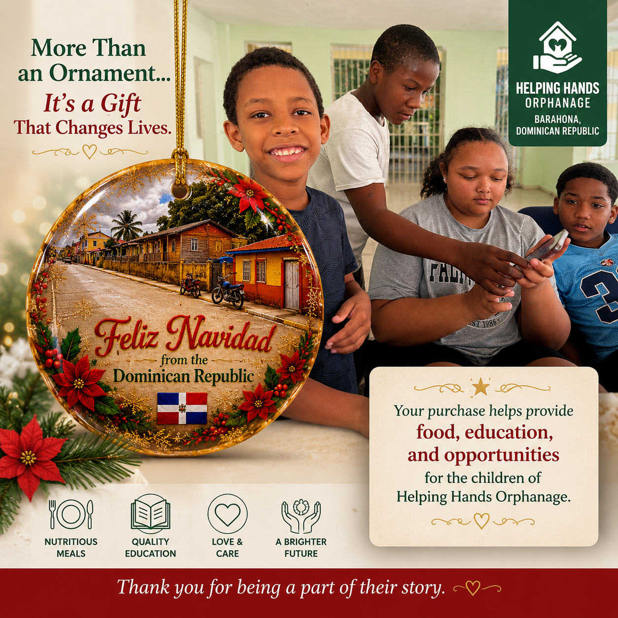 Feliz Navidad from the Dominican Republic – Ceramic Christmas Ornament