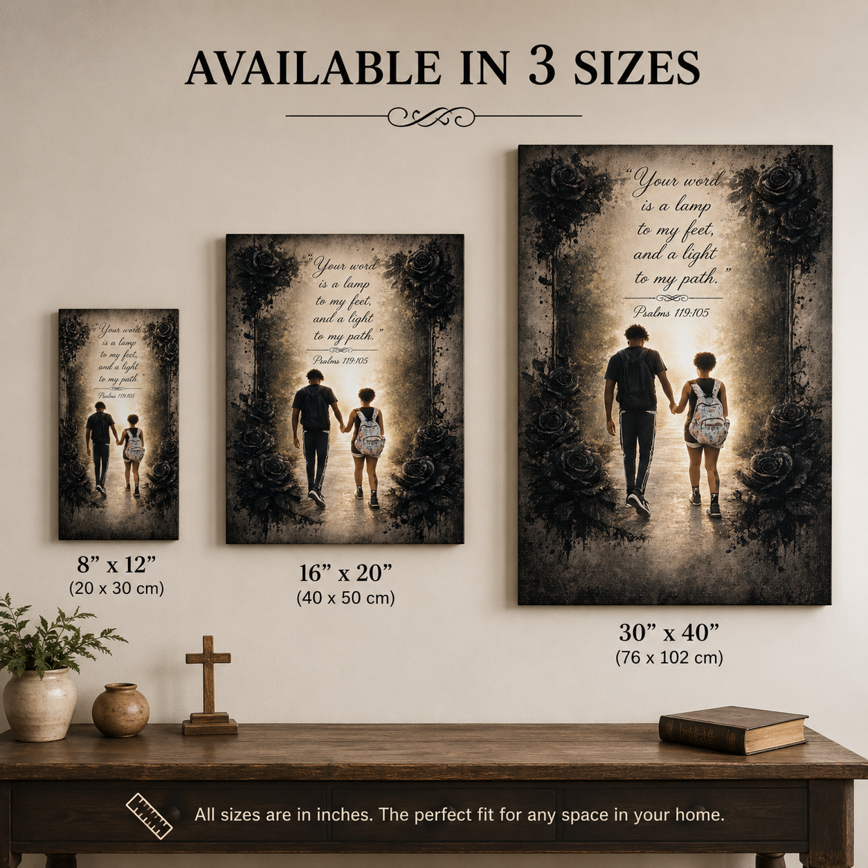 "Your Word Is a Lamp" Christian Scripture Canvas | Psalm 119:105 Wall Art | Faith-Inspired Bible Verse Canvas Print created by Bioff